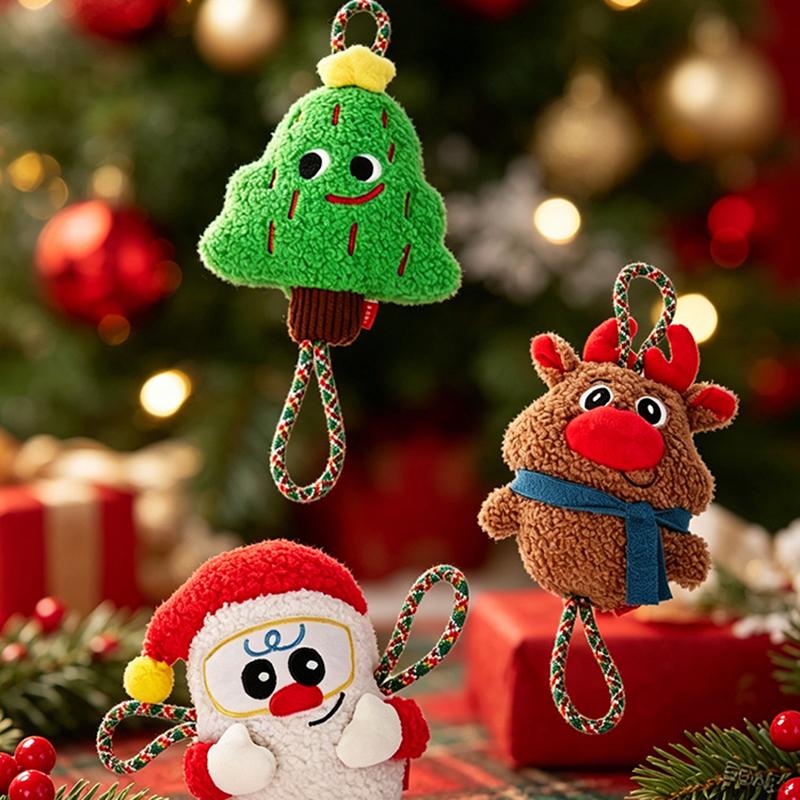 Christmas Dog Toys Are Fun To Relieve Boredom Grind Teeth Tie Knots Make Noise Resist Biting Interact and Pull Pet Toys