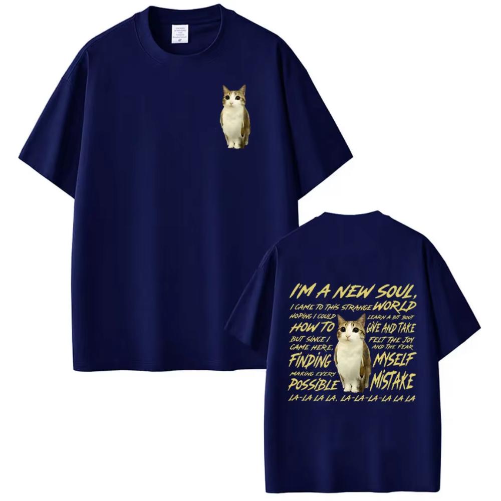 Meowl Cat Owl Funny Meme Double Side Print Tshirt Mens Clothing Fashion Harajuku Short Sleeves Tshirts Cotton Casual T Shirts