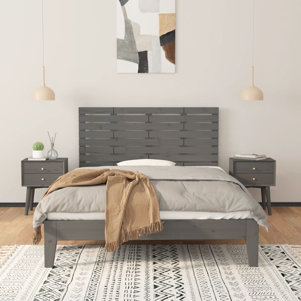 vidaXL Wand-Kopfteil Grau 126x3x63 cm Massivholz Kiefer
