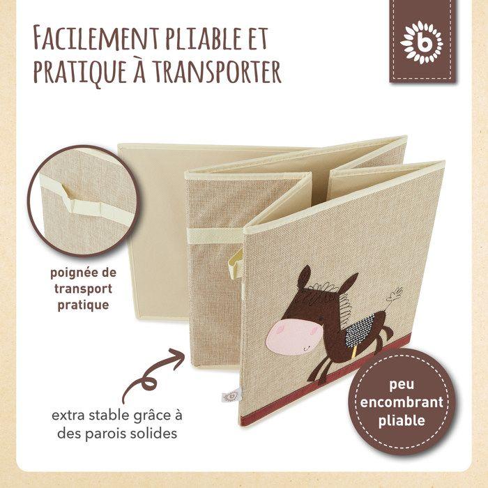 Boîte de rangement - bieco - motif âne - 33 x 33 x 33 cm - 36 litres - polyester