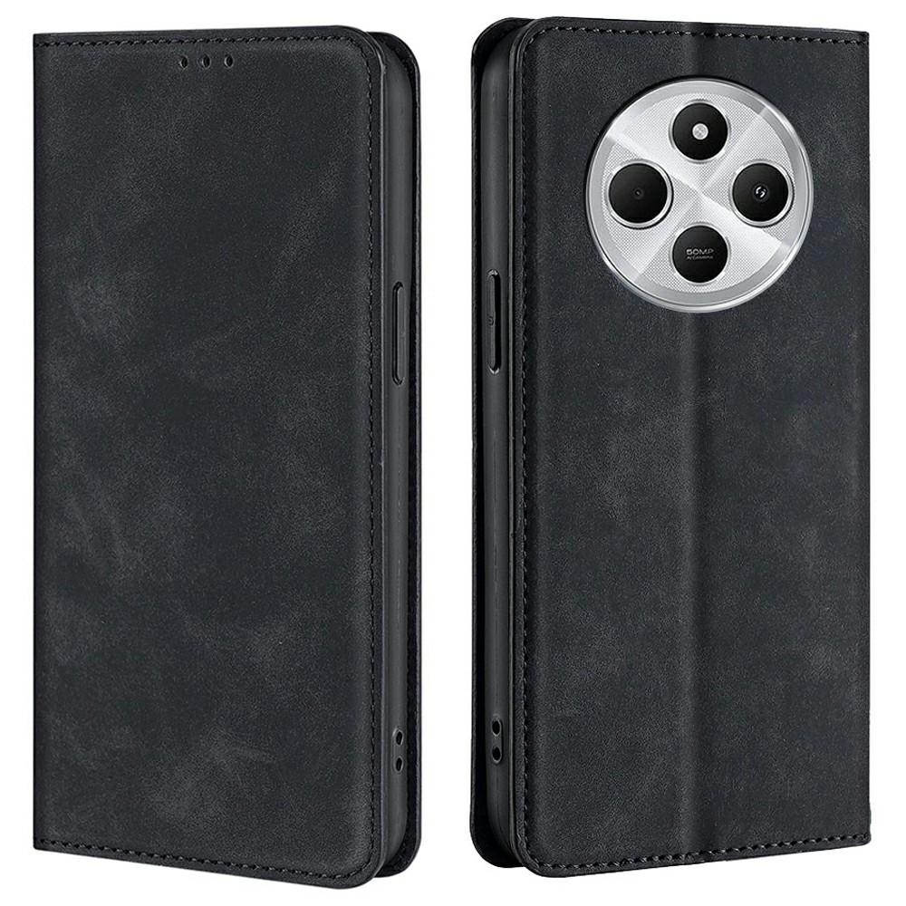 

Phone Case For Xiaomi Redmi 14C 4G/14R 5G/Poco C75 4G Card Holder PU Leather Magnetic Closing Cover Black
