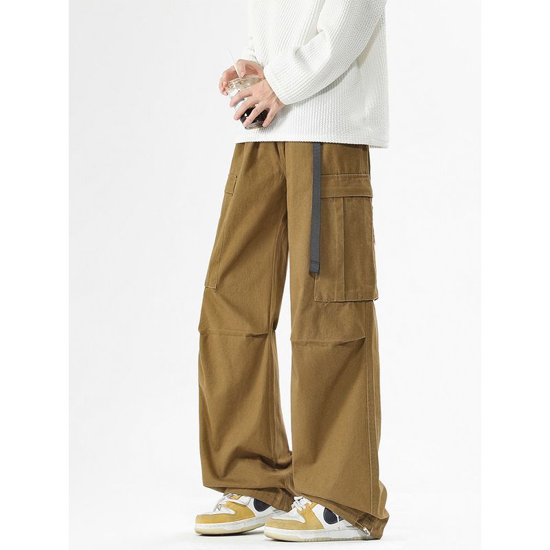 Wassup Retro Pure Cotton Cargo Pants Men's Autumn 2025 New Trendy Brand Wide-Leg Casual American Straight-Leg Trousers