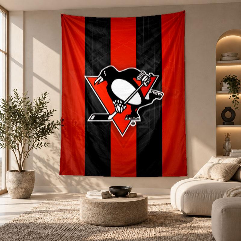 Decorative Tapestry,Pittsburgh Penguins Printed Wall Art, Lightweight Wall Hanging For Bedroom Background