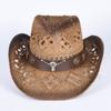 Summer Sun Hats 2026 Western Cowboy Hat for Women Men Hollow Out Vintage Panama Beach Jazz Cap Straw Sun Protection Hat