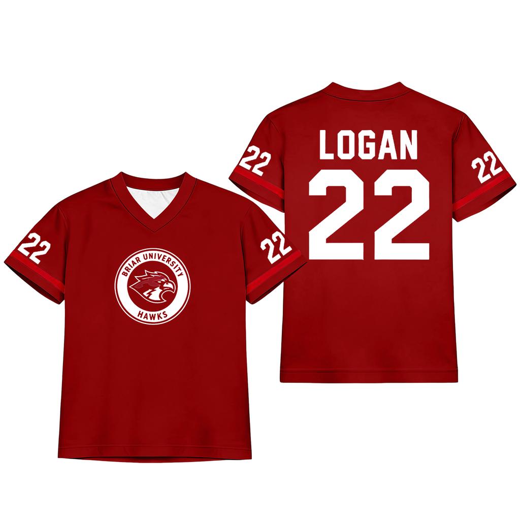 Women Fashion Jersey Style Casual Sports Top V Neck Loose Fit Short Sleeve Lightweight Pullover Shirt with University Logo and Number Print