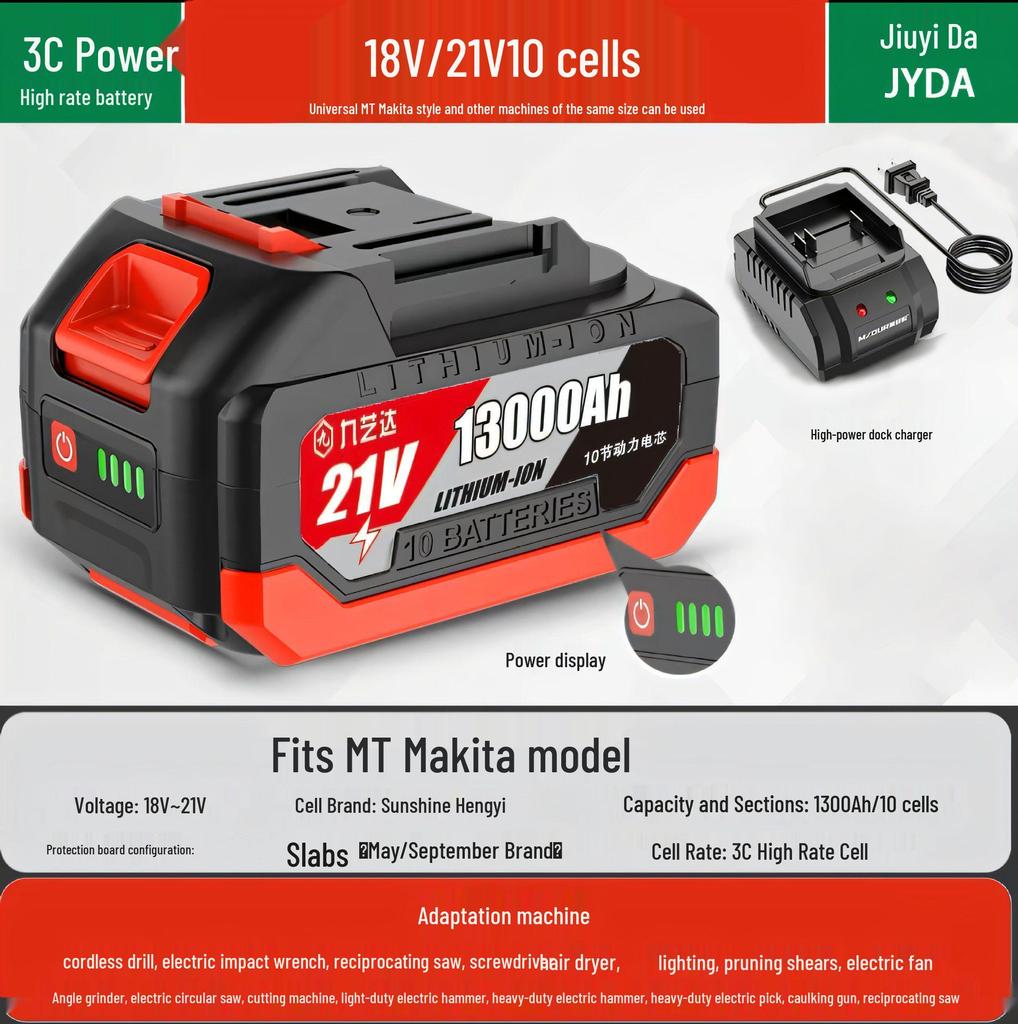 Compatible with Makita 21V Electric Wrench: Battery for Electric Saw, Car Washer, Angle Grinder, and Impact Wrench