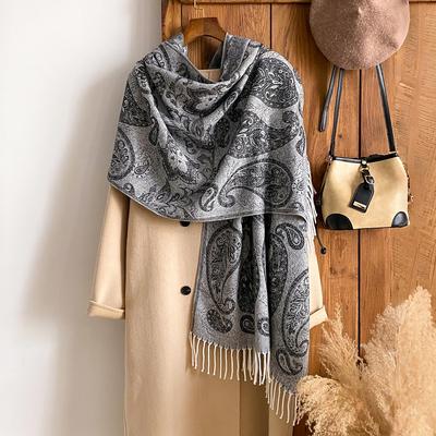 Imitation Kaschmir Jacquard Ethnischer Stil Kaschmirblumen Schal Mit Damen Reise Urlaubsfoto Schal Zum Warmhalten