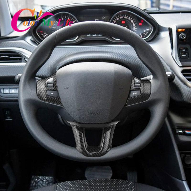Car Styling ABS Chrome Steering Wheel Protection Trim Sticker for Peugeot 208 2008 GTI 2014 - 2017 Stickers Accessories