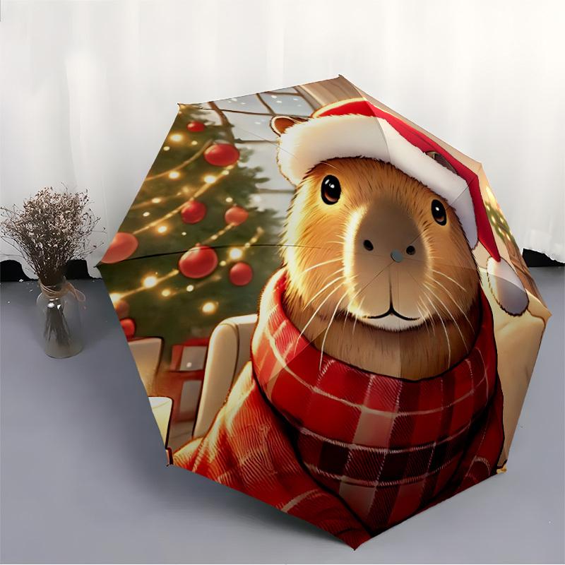 1pc Christmas Capybara Automatic Umbrella Durable Iron Frame & Plastic Handle, Gift for Men & Women, Sturdy Construction yy250902066