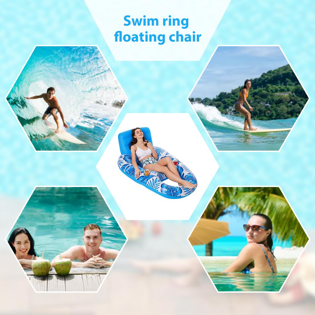 Summer Inflatable Swim Ring Float Chair Multifunctional Pool Floating Backrest Chairs Portable  Adults for Pool Water Party
