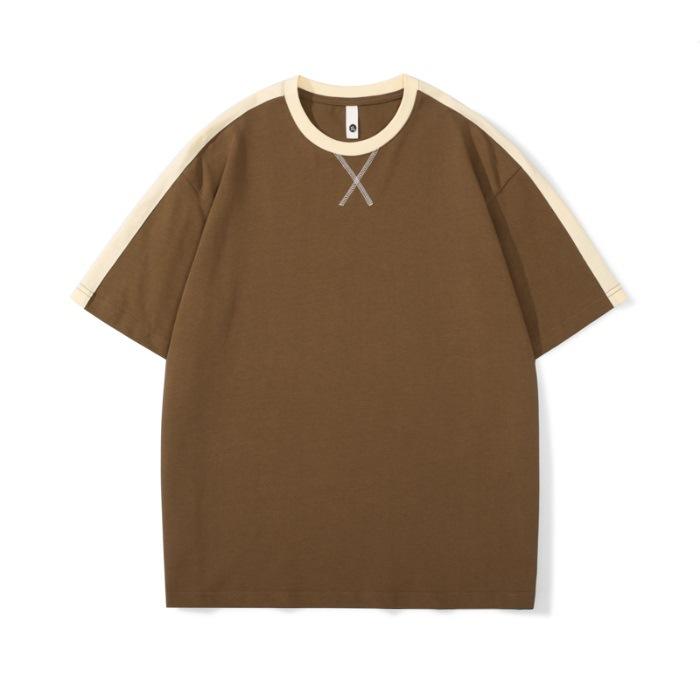 Heavy Short-sleeved T-shirt for Men Pure Cotton American Simple Summer Half-sleeved Round Collar