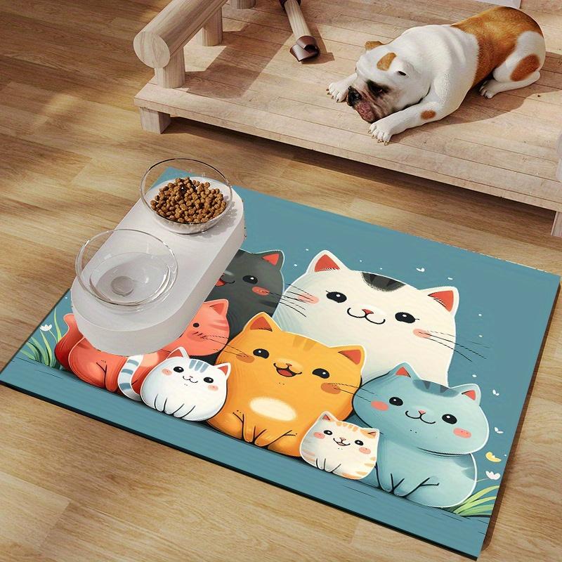 VIKAMA Diatomaceous Earth Cat Food Mat Dining Mat Soft Non-Slip Stain-Resistant Cat Litter Cat Dinner Bowl Mat Home Decoration