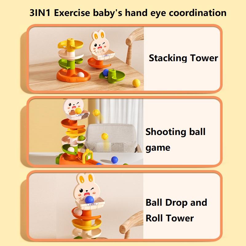 Ball Drop Toys for Toddler Montessori Stacking Tower Toy Baby Development Games Educational Learning Activity Birthday Gift