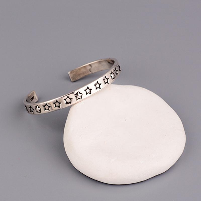 Silver Color Pupular Korea Style Star Bangle For Women  Simple Opening Hand Jewelry Party