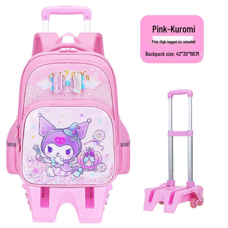 Lightweight Trolley Schoolbag for Primary School Girls - Large Capacity Backpack for Grades 1-6