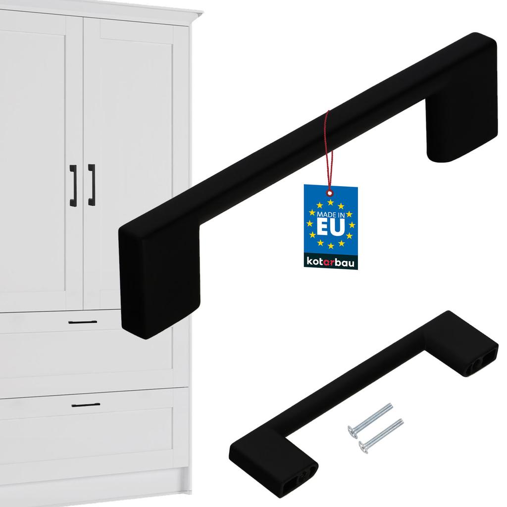 KOTARBAU® Kitchen Furniture Handle Classic Modern Oblong Long Matte Black 126 MM Spacing 96 MM