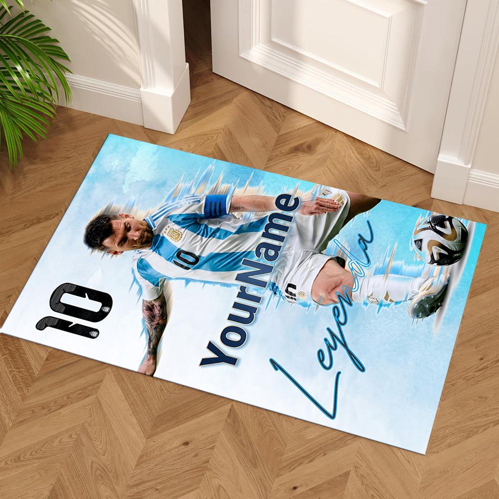 Messi Customizable Name Floor Mat Design for Hallway Bedrooms Outdoor Playrooms Antislip Carpet Office home decor Wedding Party Gift