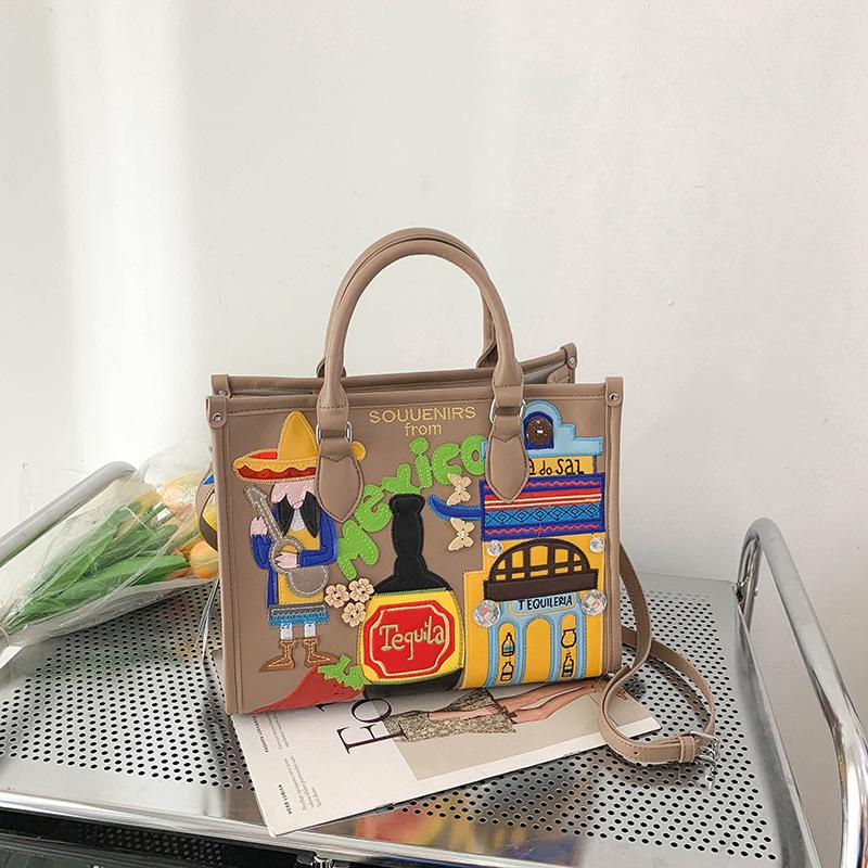 Borsa di Grande Capacità - Borsa a Mano/a Spalla Tote in Stile Vintage - Borsa Monospalla di Nicchia