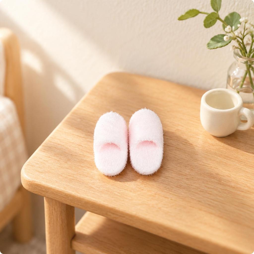 10 Pairs Dollhouse Decorative Prop 1:12 Scale Flocked Slipper Model for Collectors, Shelf