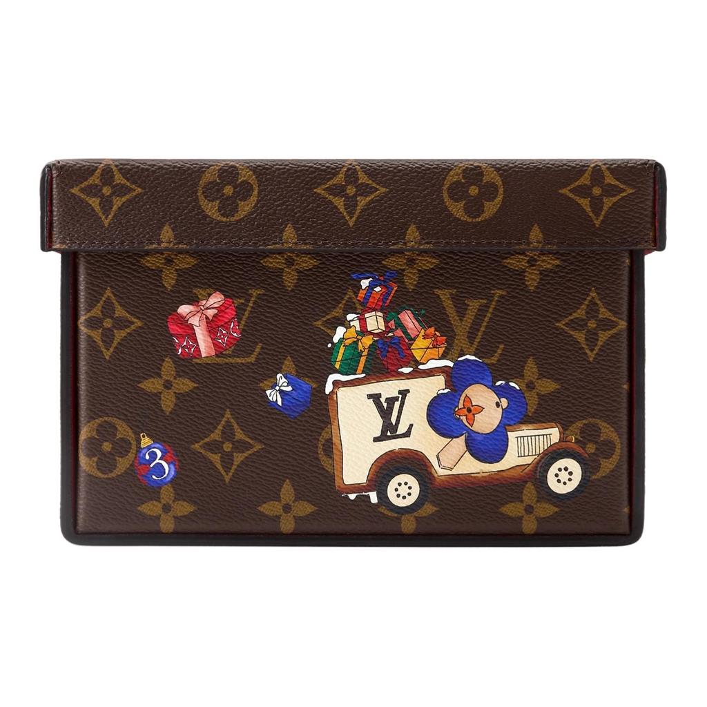 LOUIS VUITTON Monogram Coated Canvas Storage Box Unisex Brown GI1461