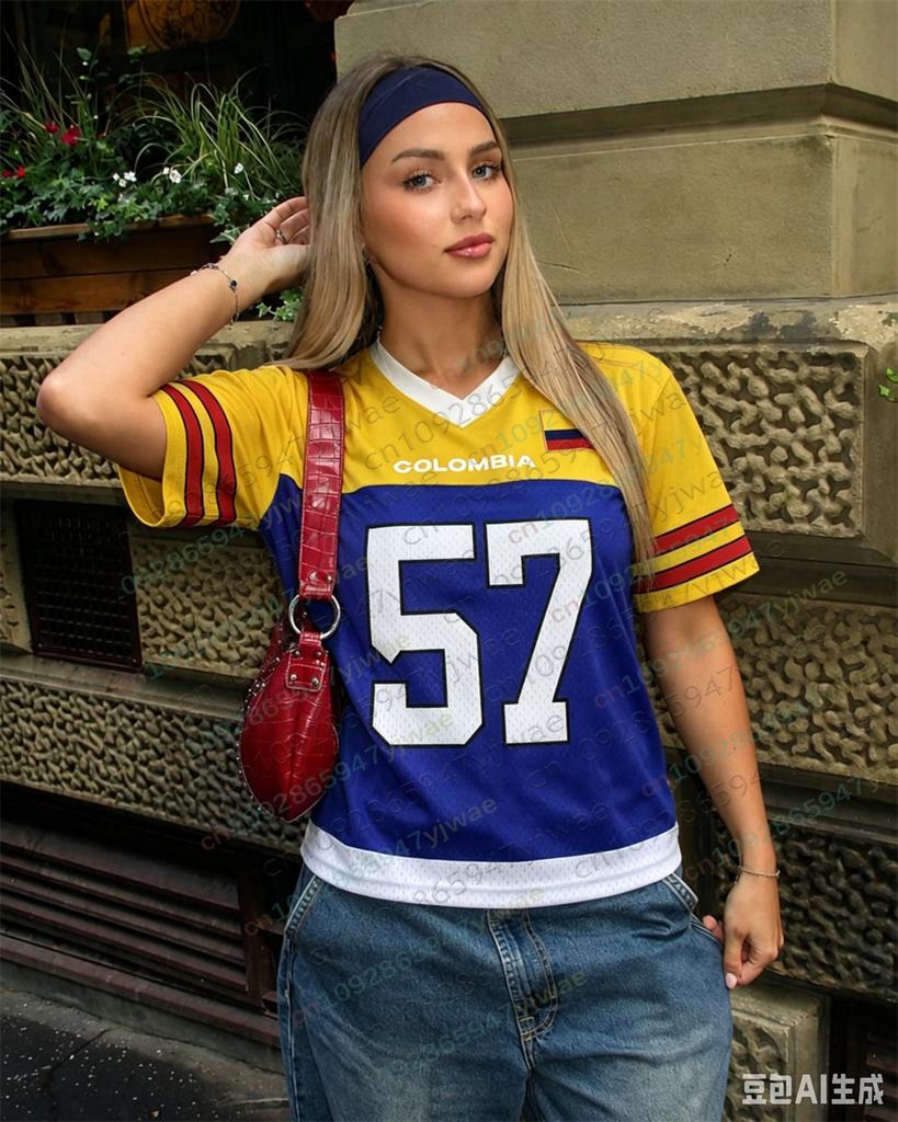 Kolumbijské tričko Prodyšné Sportovní oblečení Krátký rukáv Módní Streetwear Top Y2k Top Letní Pánské a Dámské Tričko