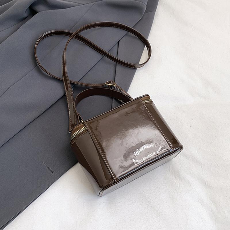 Yogodlns Korean Fashion Square Box Handbag Women's Mini Crossbody Bag Simple Urban Style PU Material Small Square Bag