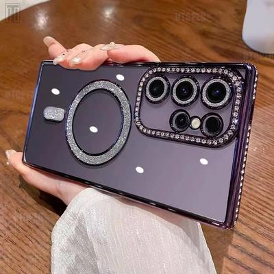 Suitable for Samsung A55 Mobile Phone Case Magnetic Flash Powder A36 Waterside Drill S25 Ultra Electroplating S24 Transparent 5G Soft A17