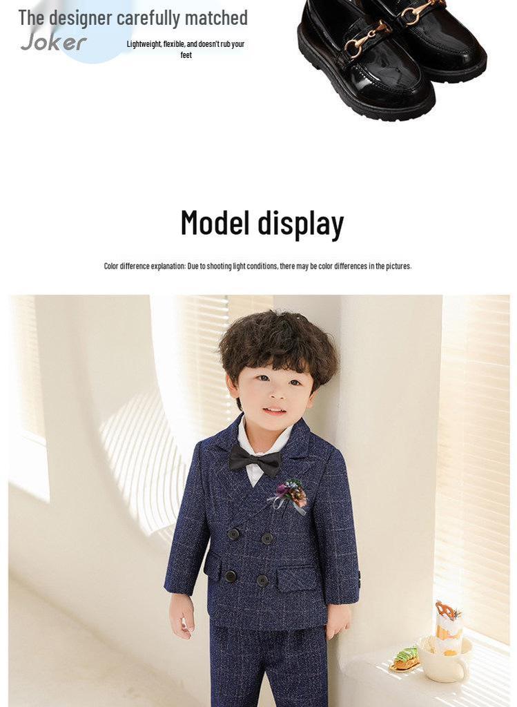 Children's Formal Suit: Flower Boy Autumn-Winter Velvet British Style for First Birthday or Performances.