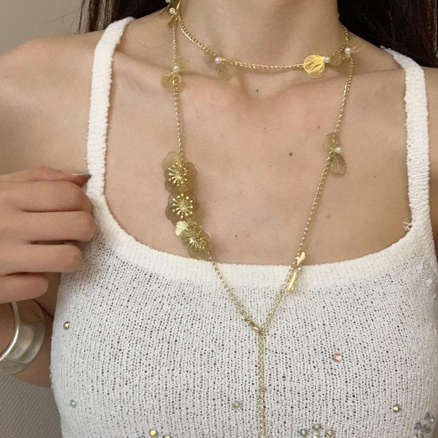 Chinese National Style Golden Flower Waist Chain Female Super Fairy Light Luxury High-End Necklace Bohemian Style With Skirt Belt