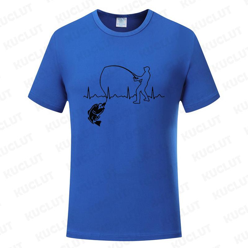 Fashion Fishing ECG T-shirt for Men Funny Design Graphic Y2k Tops Summer Short Sleeve Tees Gift for Fishing Lover Clothing