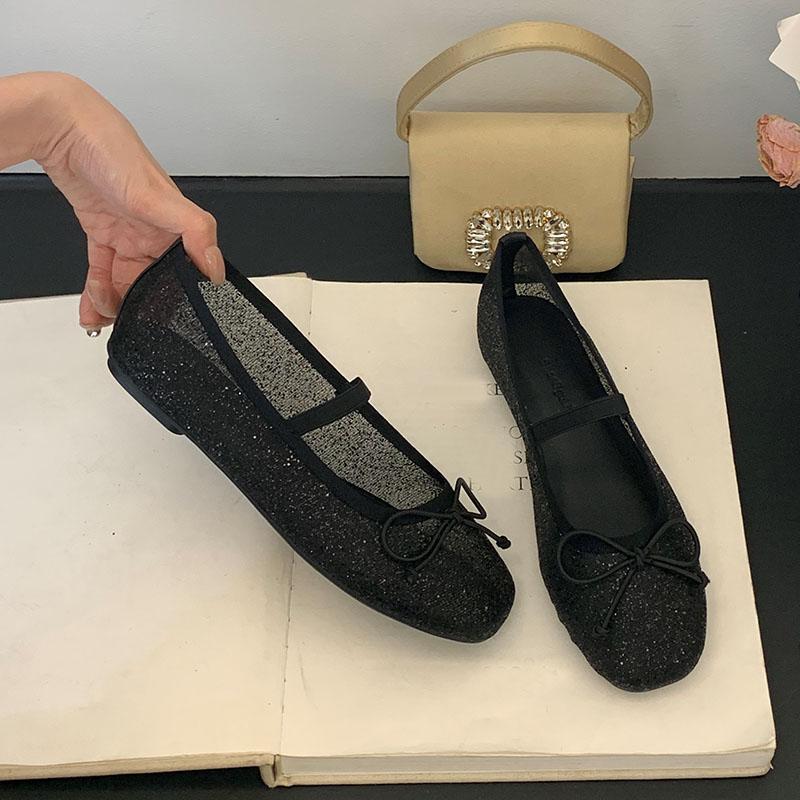 Móda Bling Móda Prodyšné Dámské Baleríny Mary Janes Boty Dámská Mělká Obuv Mašle Dámské Baleríny Taneční Boty