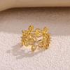 Minimalist Corss Hollow Opening Rings For Women Flower Buds Anillos Fashion Ring Gold Color Romantic Jewelry Party Punk Gift