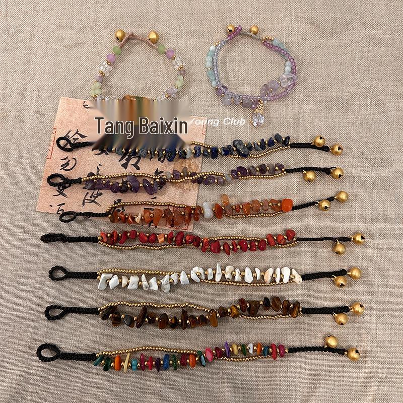 Chinese Retro Tibetan Bead Bracelet: High-End Natural Stone Handmade Ethnic Style Jewelry.