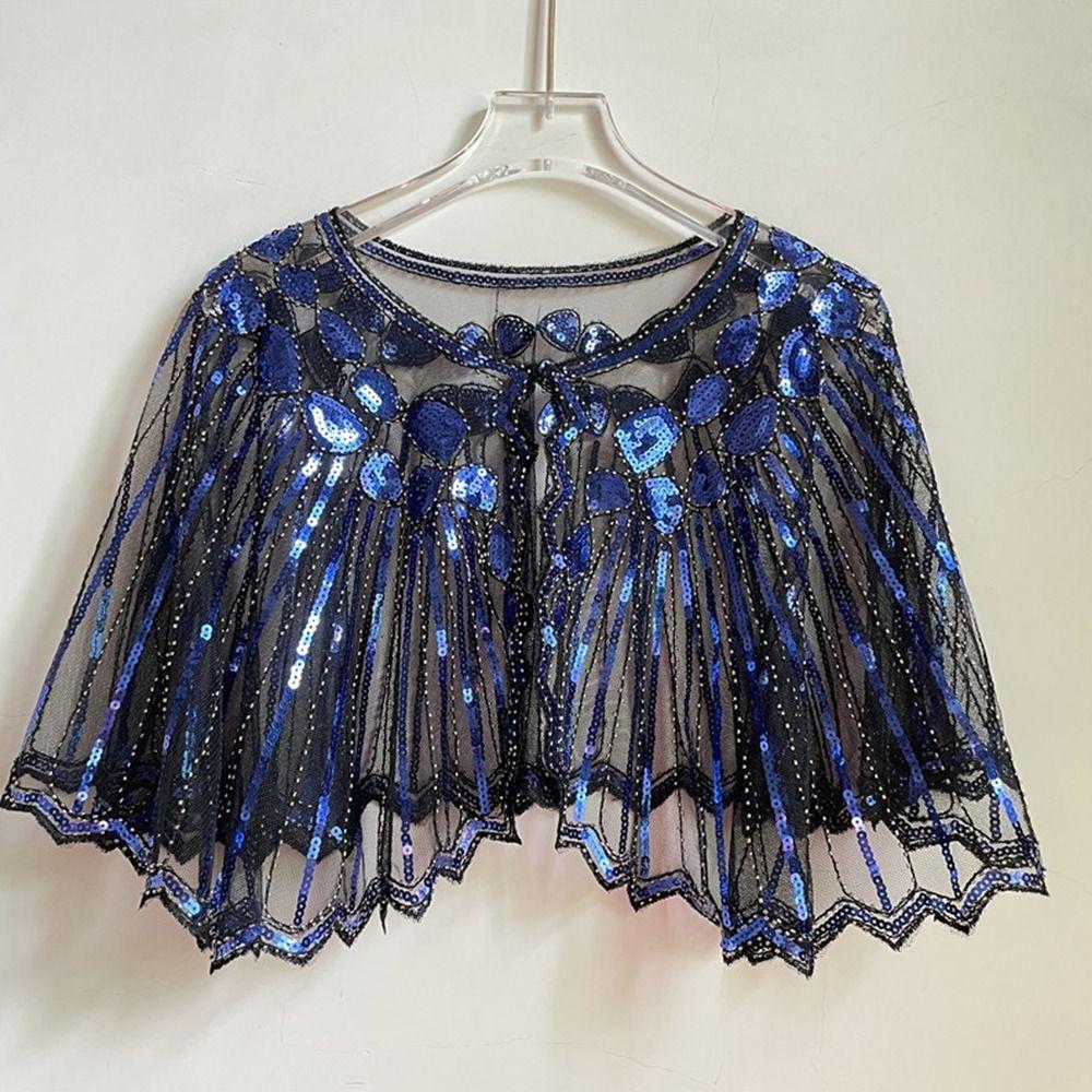 Damen 1920er Jahre Stola Hochzeitsparty Stola Perlen Pailletten Deko Abendcape Flapper Überwurf Gatsby