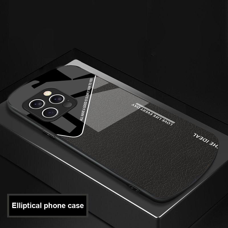 Leder-Gitterelement für iPhone 16 Pro Max 15 Pro 14 13 12 Mini 11 XS Max XR 7 8 Plus SE 2022 Elliptische Glas-Handyhülle