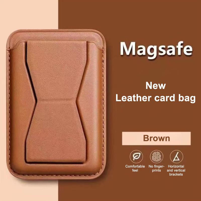 Universal Mobile Phone Stand Pu Leather Magnetic Wallet Case For Magsafe Magnetic Card Holder Pocket Cover With Bracket Card Bag