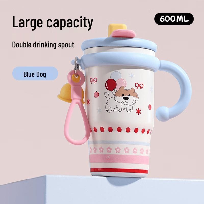 OLOEY Ceramic Lined Double Drink Straw Cup