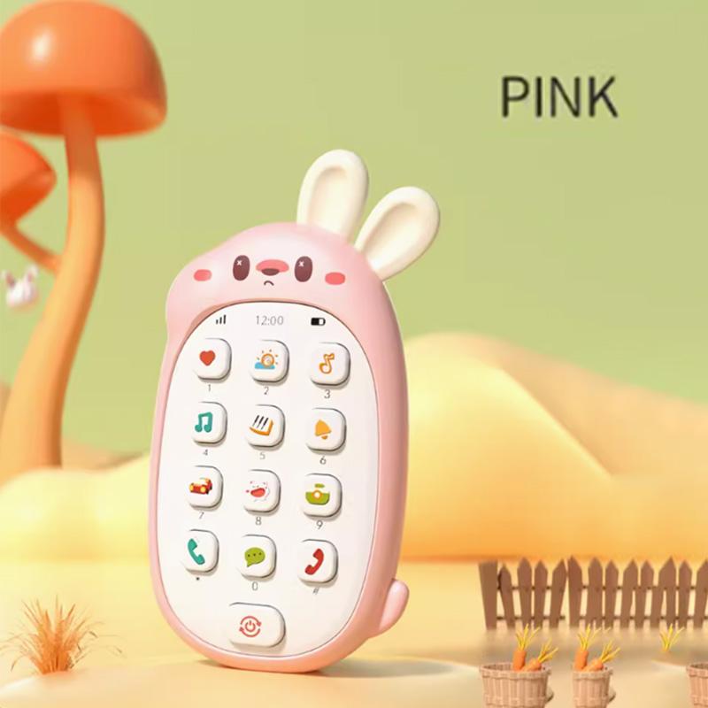 Children's rabbit toy mobile phone baby chewing puzzle non-toxic odorless multi-functional music mobile phone no battery