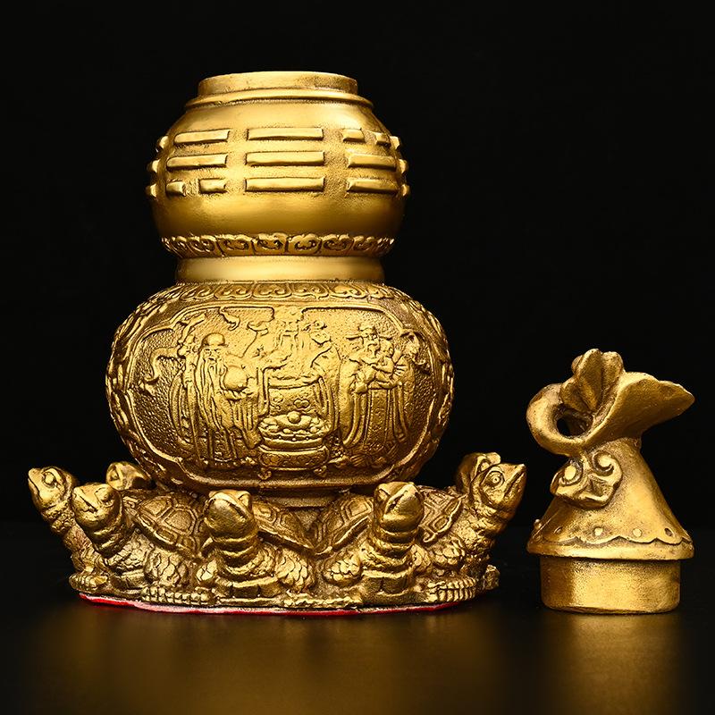 Pure Copper Nine- Ornament, Openable Tianyi , Home Office Desktop Decoration, Eight Treasures Turtle Gourd