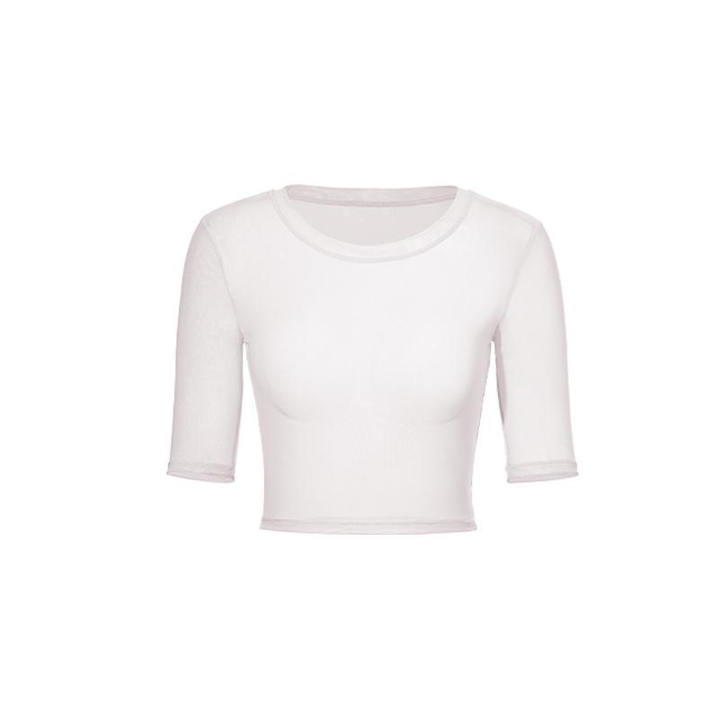 

New Round Neck Mesh Yoga T-Shirt - Breathable Short Sleeve Fitness Top M