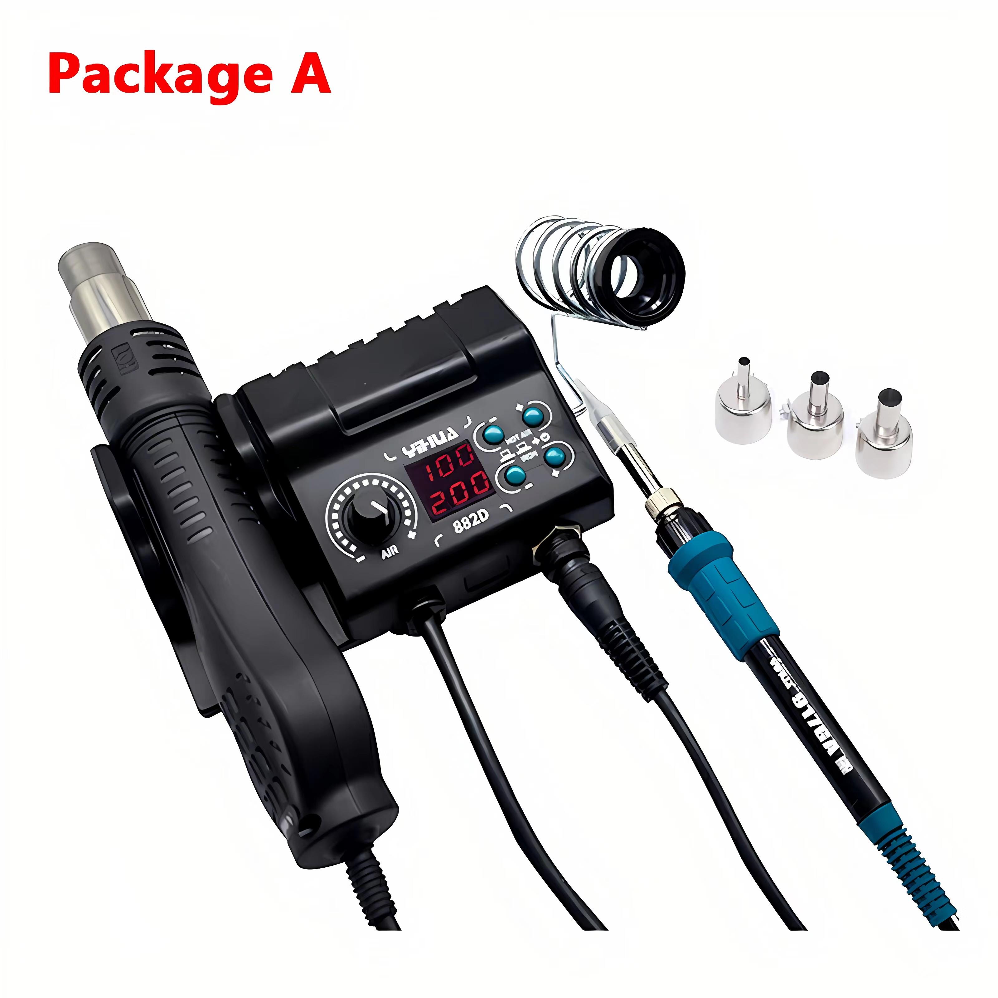 

Паяльная станция YIHUA 882D с ЖК-дисплеем и цифровым дисплеем 2 в 1, 750 Вт, термофен, паяльник SMD для BGA PCB, инструменты для сварки и ремонта ИС 110V-127V US