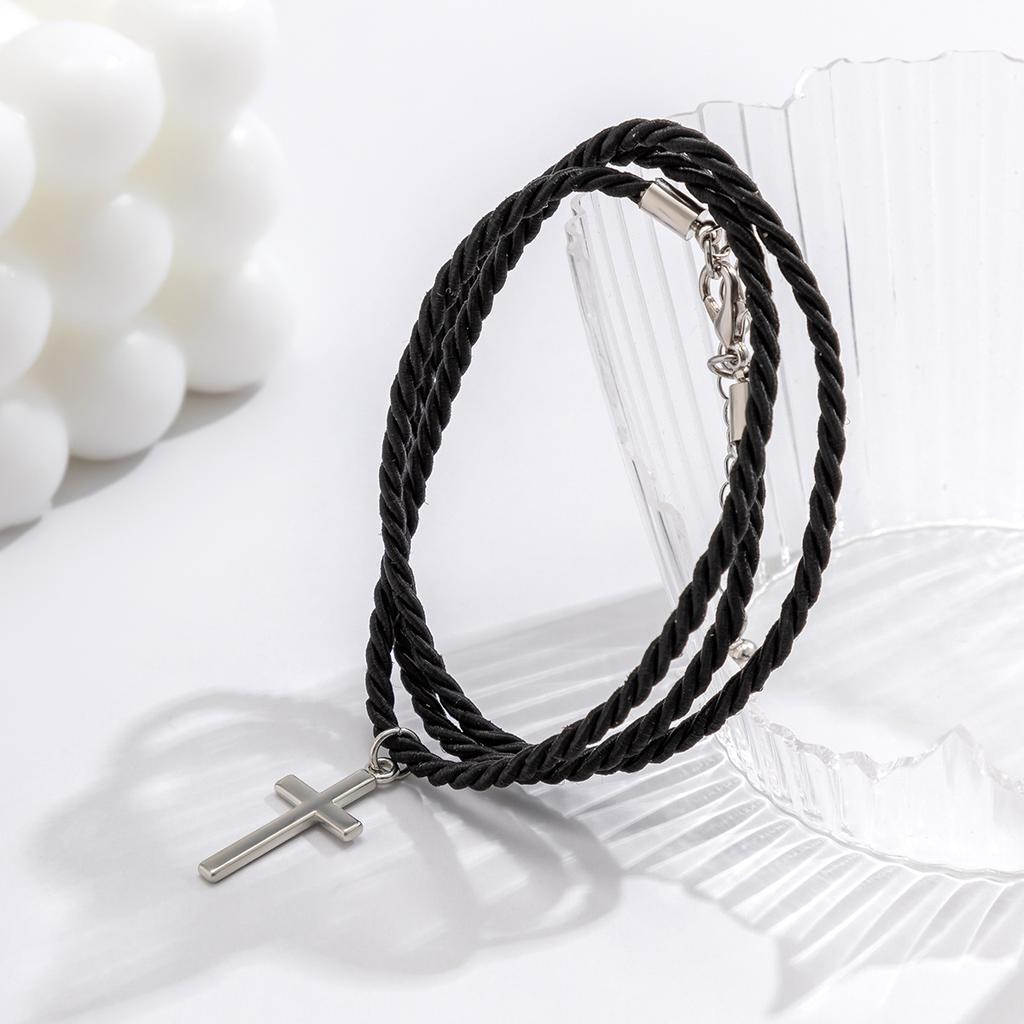 Layered Braided Statement Bracelet for Men Fashion Personality Black Cuff Ethnic Jewelry