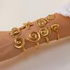 Vintage Stainless Steel Ocean Series Bangle for Women Gold Color Shell Starfish Conch Turtle Bracelet Boho Beach Party Jewelry
