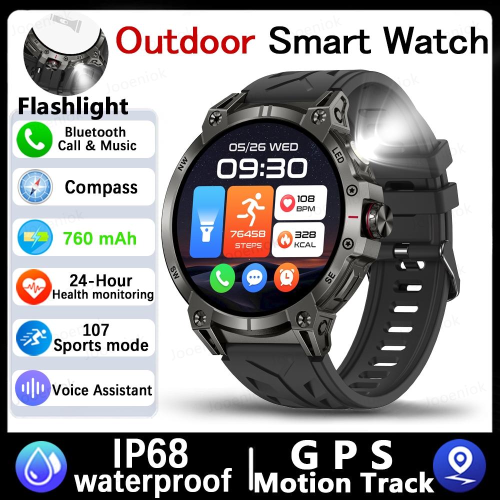 

New Smart Watch Men Outdoor Compass 760mAh Large Battery Sport Bluetooth Call 1.85 Ultra HD Smartwatch чорний