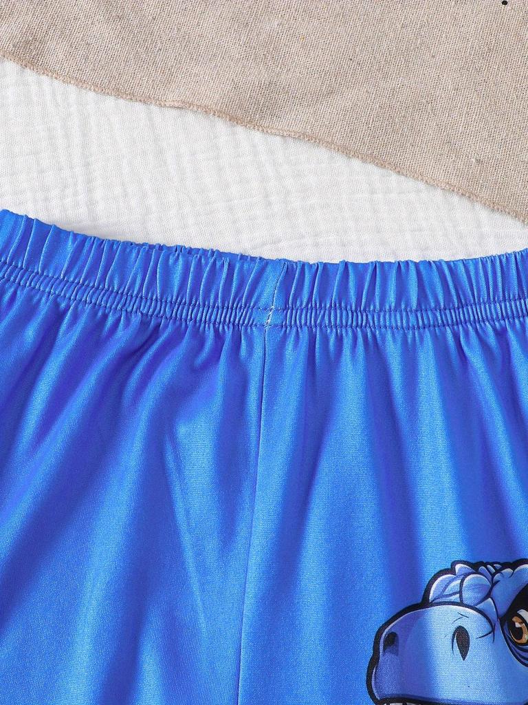 2025 Dziecięcy Zestaw Sportowy 3D z Nadrukiem Dinozaurów, Krótki Rękaw