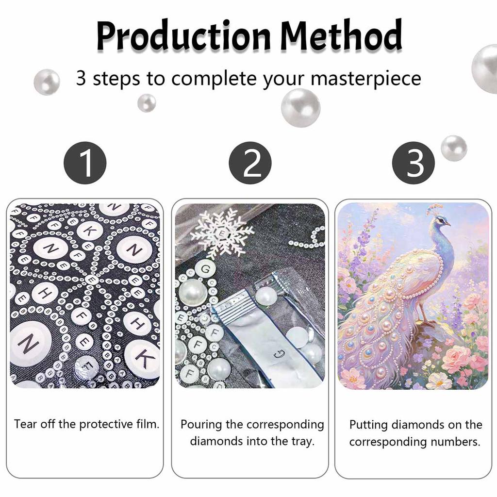 Pearl painting kit DIY elegant peacock floral home decoration painting