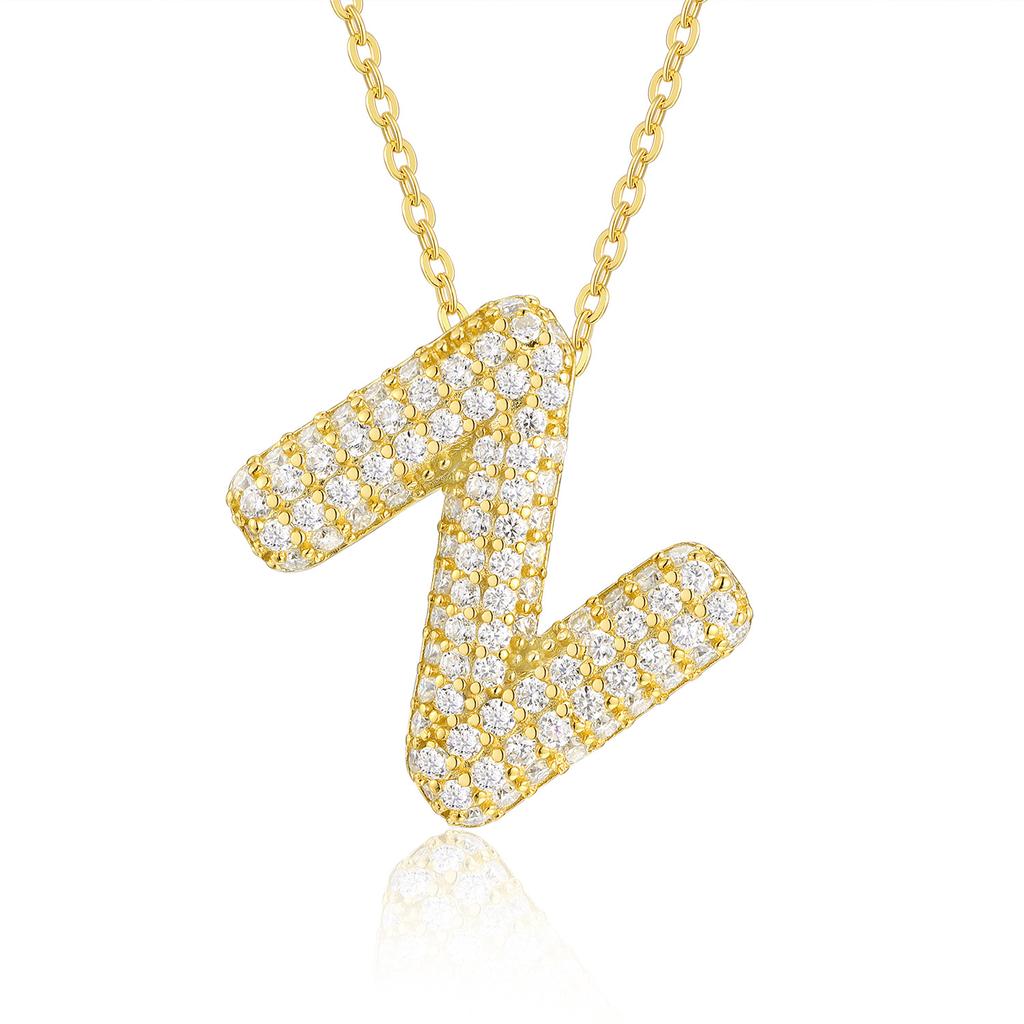 Letter Pendant Necklace 925 Silver Plated 18K Gold Collarbone Chain Fashionable Versatile Moissanite Chain