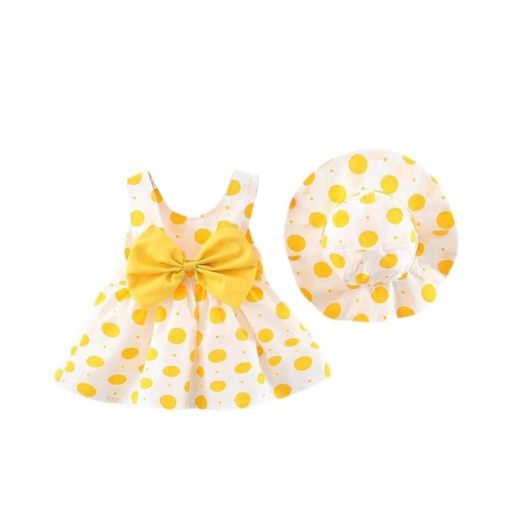 Summer Kids Sleeveless Dress & Hat Set - Cute Floral Print Princess Outfit