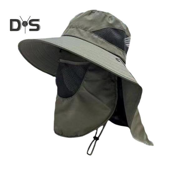 

Унисекс шляпа от солнца с защитой лица и шеи, ажурная сетка, ветрозащитный фиксированный ремешок, защита от ультрафиолета, складной солнцезащитный экран, дышащий, для садоводства, рыбалки армия зеленый