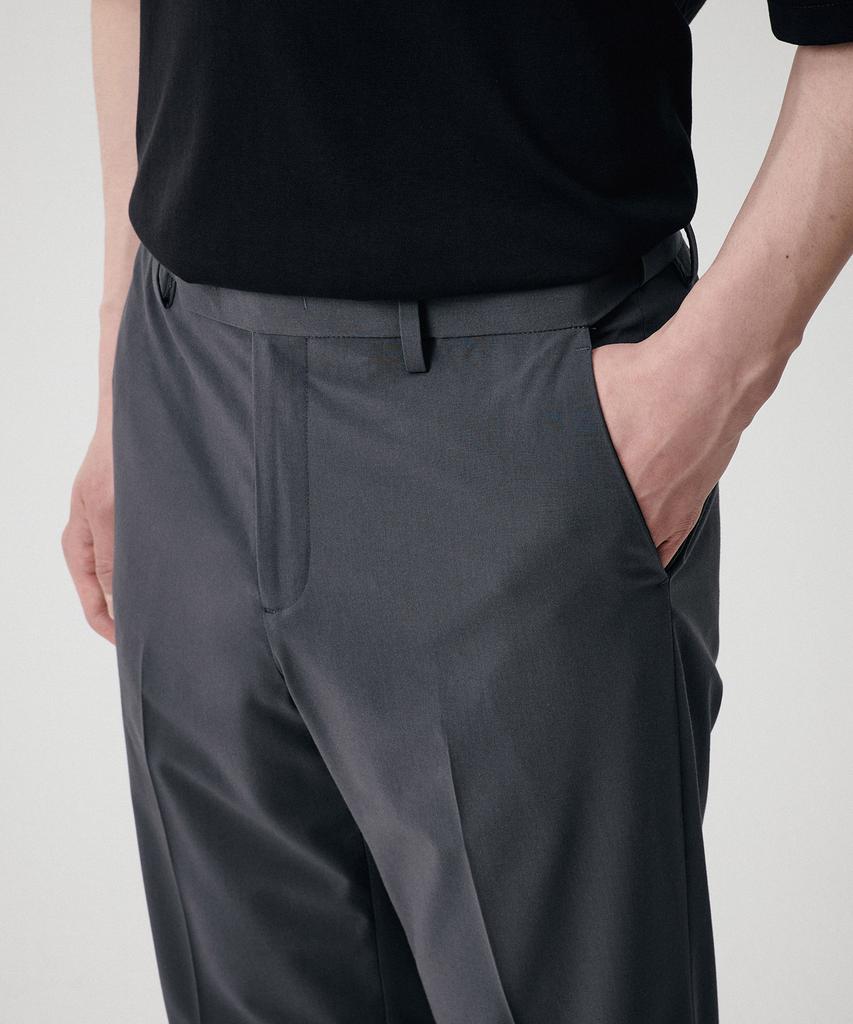 MUSINSA STANDARD [Cooltandard] Semi-Wide Hidden Elastic Waist Slacks [Gray]